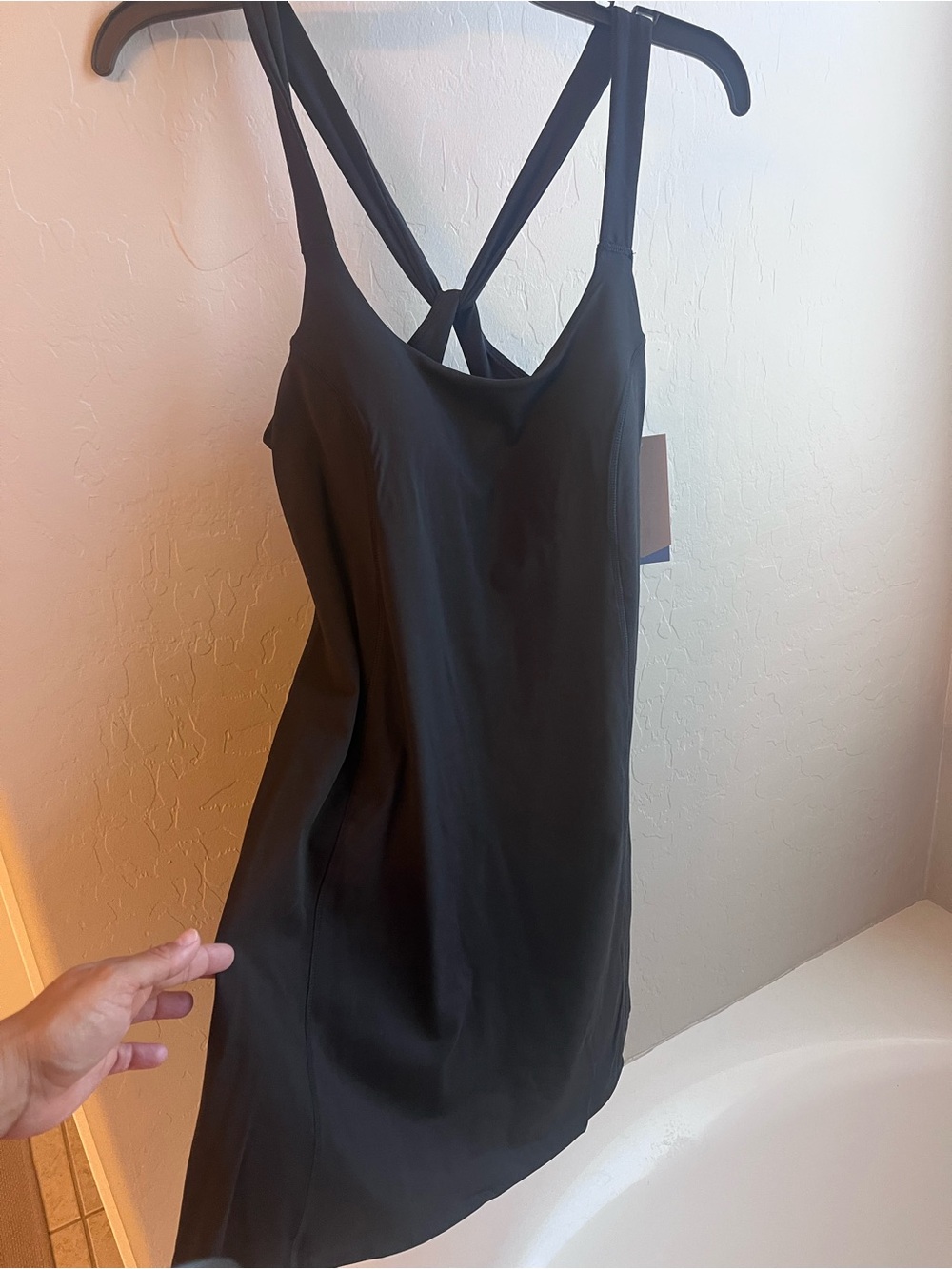 Avia Black Cross-Back Mini Slip Dress